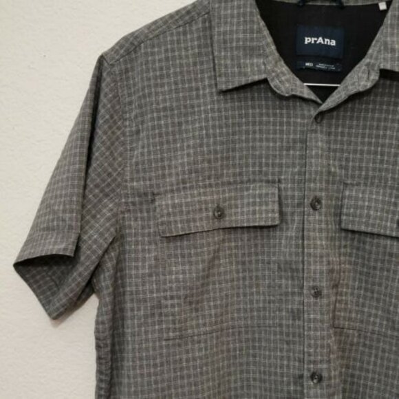 Prana Vented Outdoor Shirt Mens Medium Gray Hiking Fishing Travel - Picture 5 of 10
